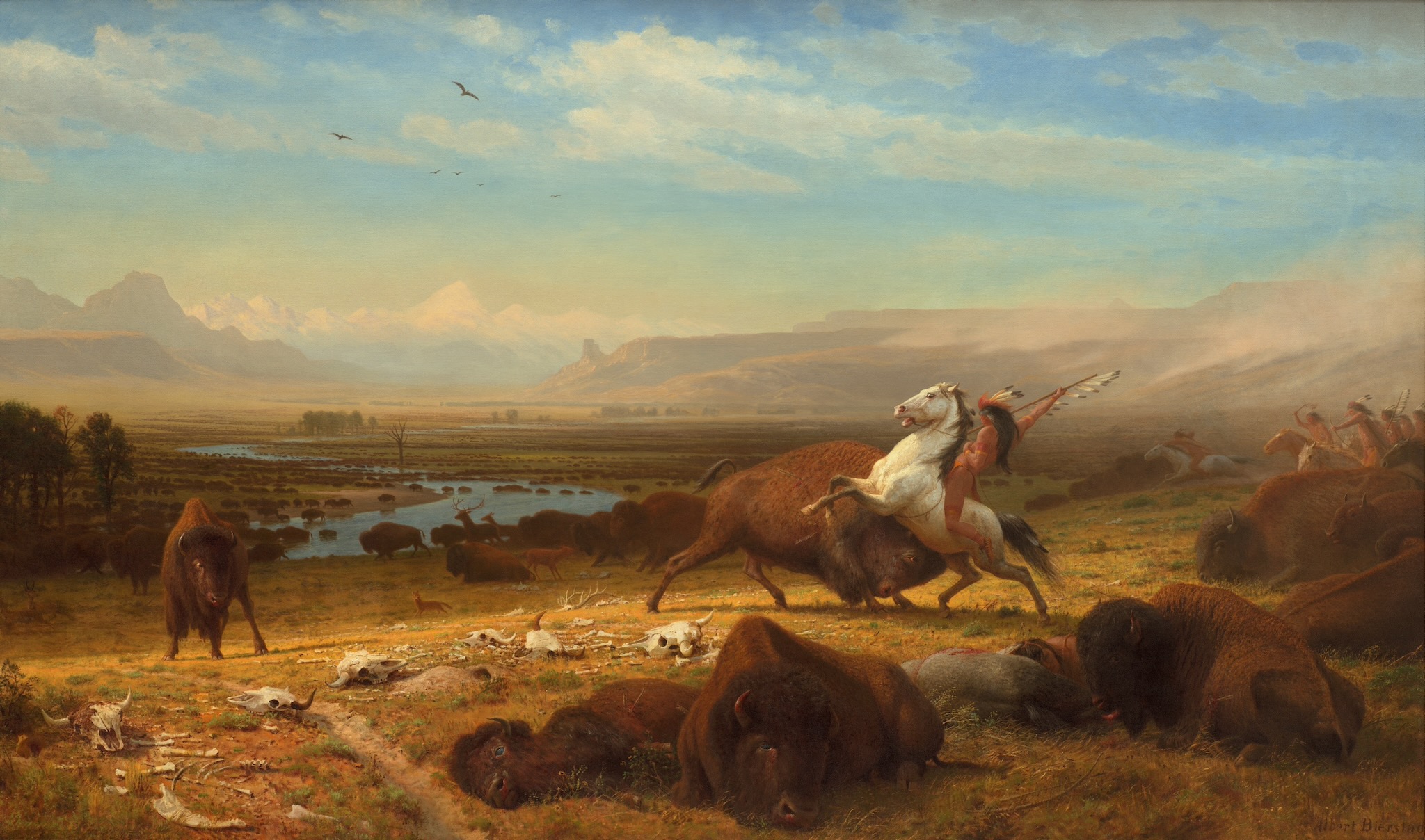 ″The Last of the Buffalo″ (Con trâu cuối cùng) là bức tranh sơn dầu nổi tiếng năm 1888 của Albert Bierstadt, mô tả cảnh săn bắn của người Mỹ bản địa trên đồng bằng, tượng trưng cho sự kết thúc của một kỷ nguyên miền Tây hoang dã và sự diệt vong của loài bò rừng.